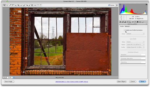 Adobe Camera Raw Lens Correction Off