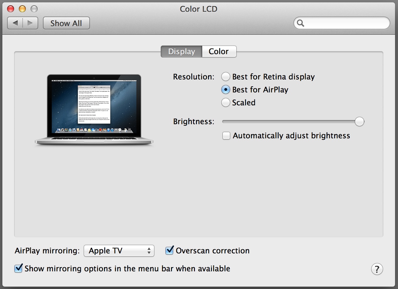 best display settings for macbook pro retina