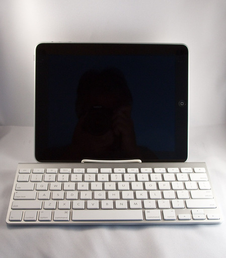 iPad on Stand with Keyboard